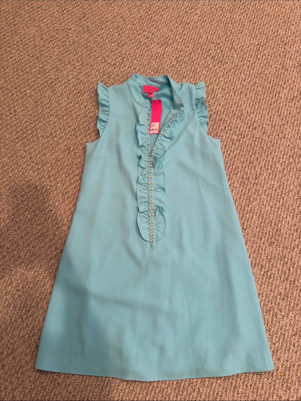 Lilly Pulitzer Aqua Ruffle Sleeveless Shift Dress